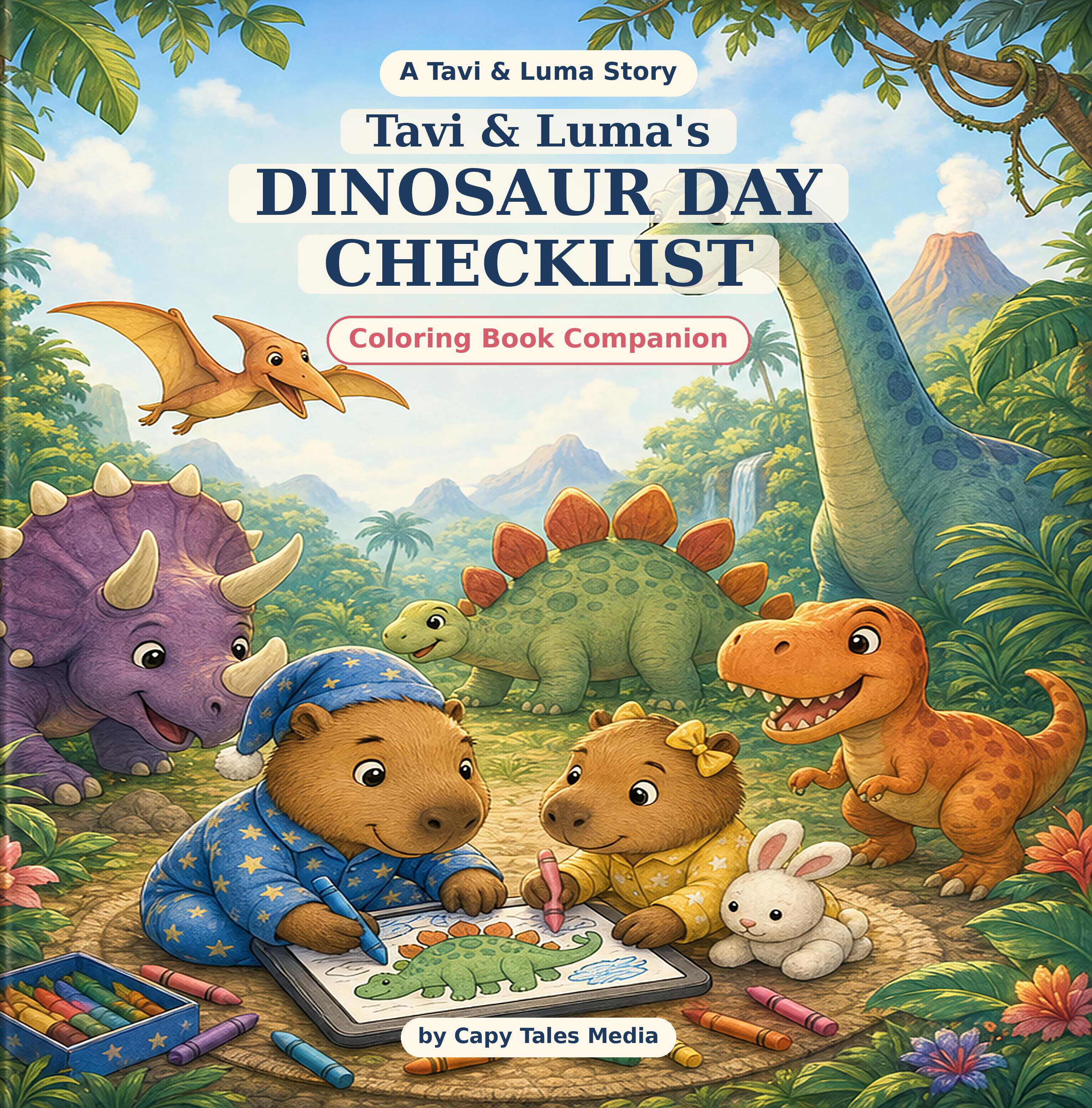 Tavi & Luma's Dinosaur Day Checklist coloring book cover